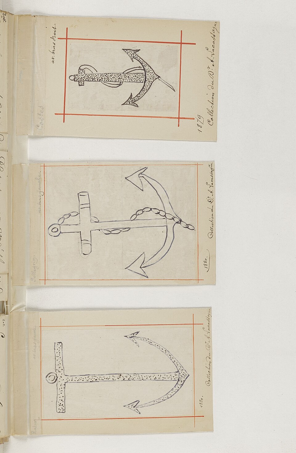 ancres tatouages lacassagne 1880 Trois tatouages d'ancres relevés par Alexandre Lacassagne vers 1880