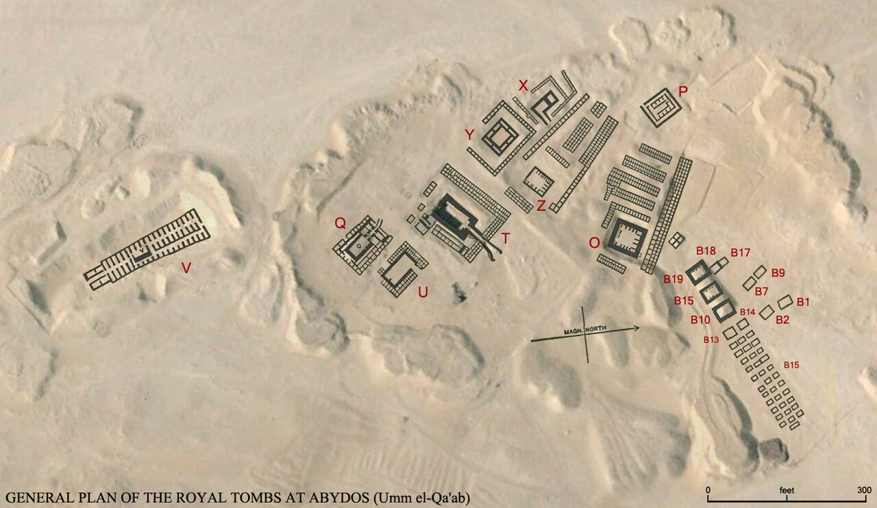 carte tombes umm el qaab abydos Carte des tombes royales d'Umm el-Qa'ab à Abydos