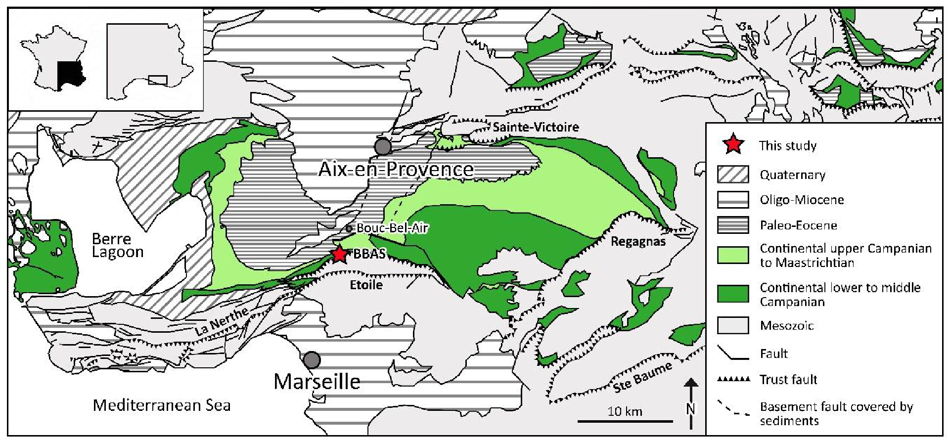 garamaudo bauciensis gisement bouc bel air Carte localisant le gisement fossilifère de Bouc-Bel-Air–Sousquières en Provence où a été découvert Garamaudo bauciensis