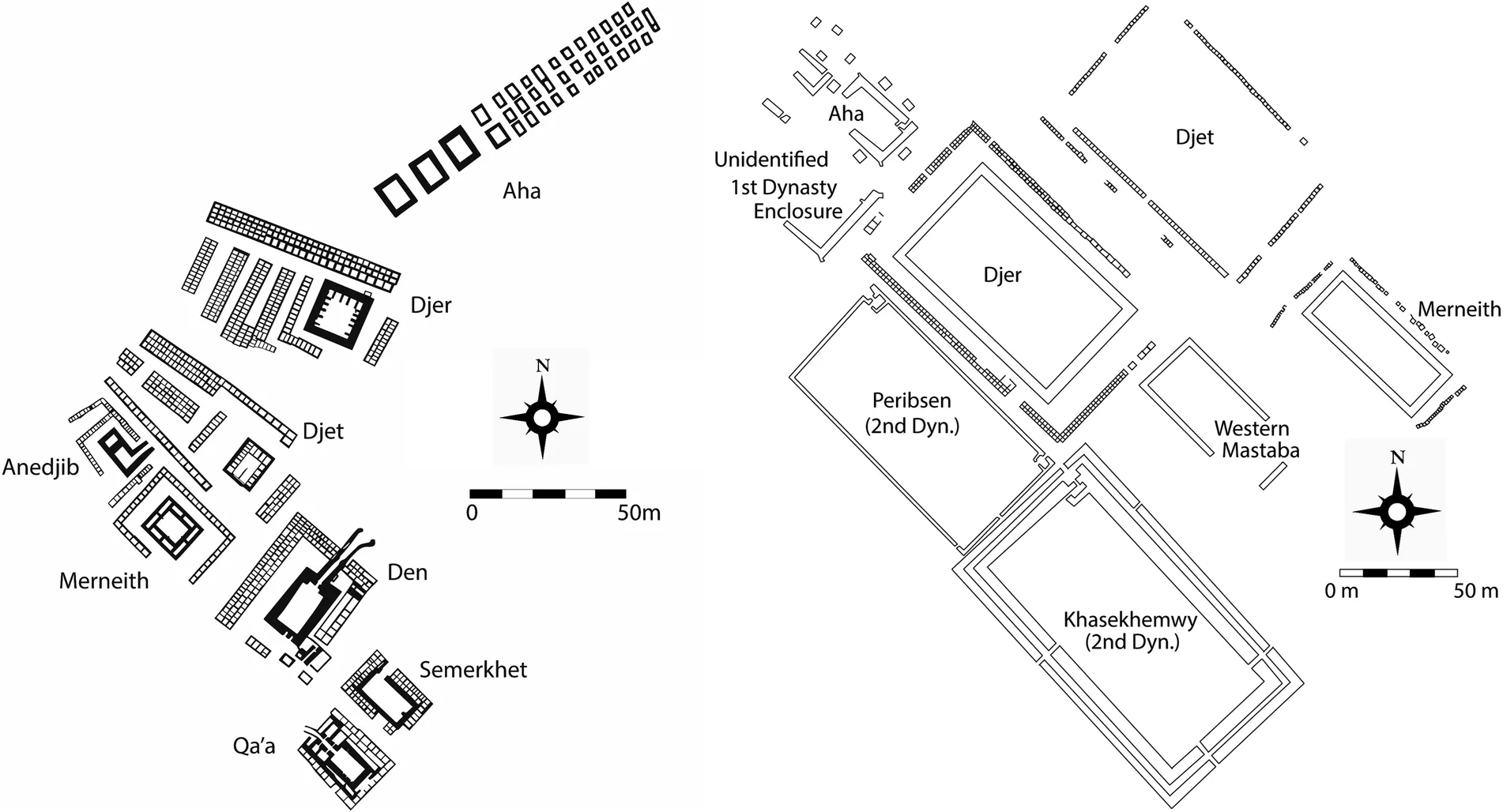 plan tombes sacrifices abydos Plan des tombes royales et des sépultures subsidiaires à Abydos