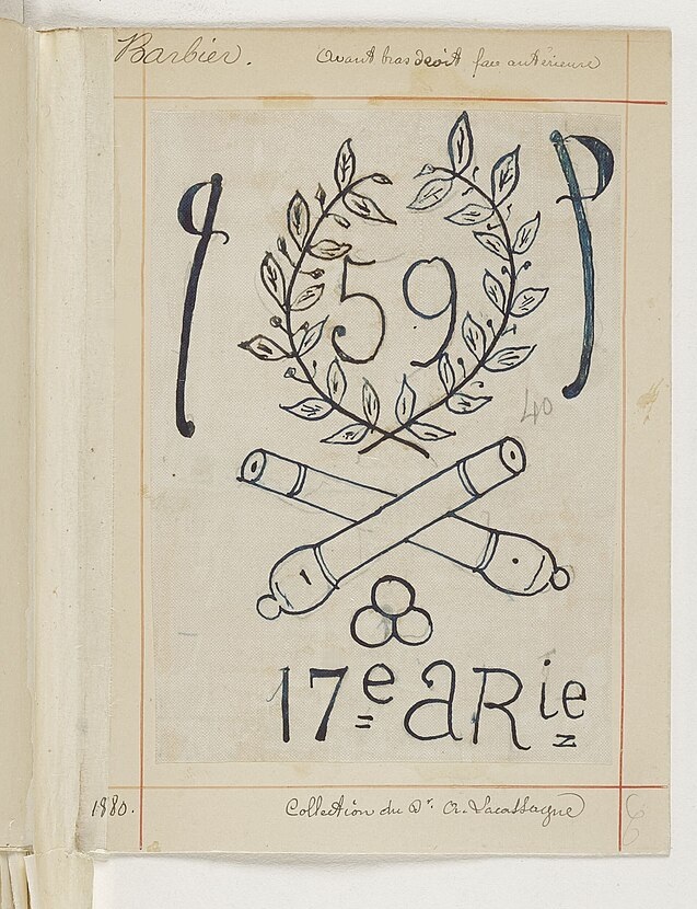 tatouage militaire lacassagne 1880 Motif de tatouage militaire recueilli par Alexandre Lacassagne vers 1880