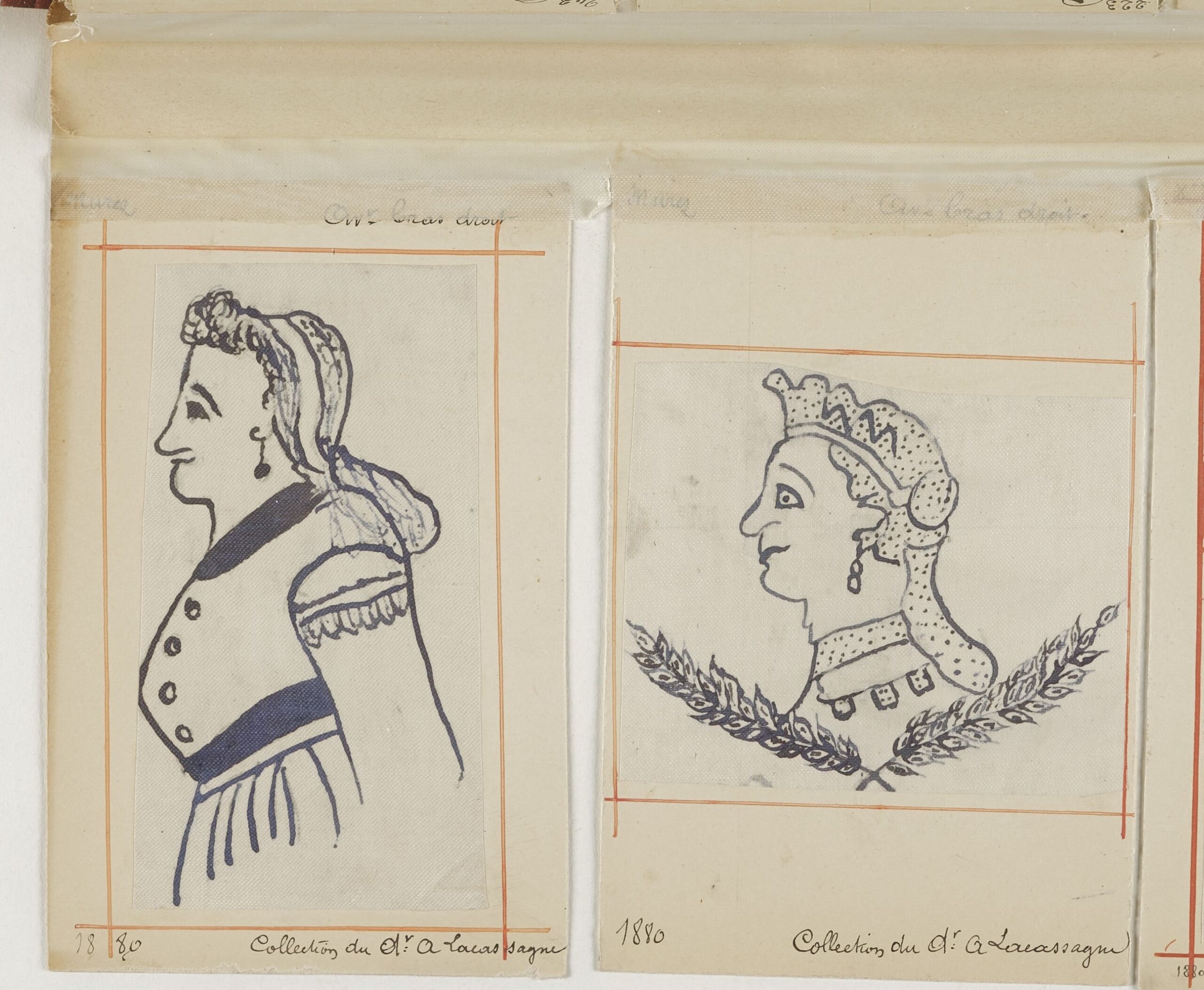 tatouage portrait femme xixe siecle lacassagne Portraits de femme utilisé comme motif de tatouage au XIXe siècle dans la collection Lacassagne