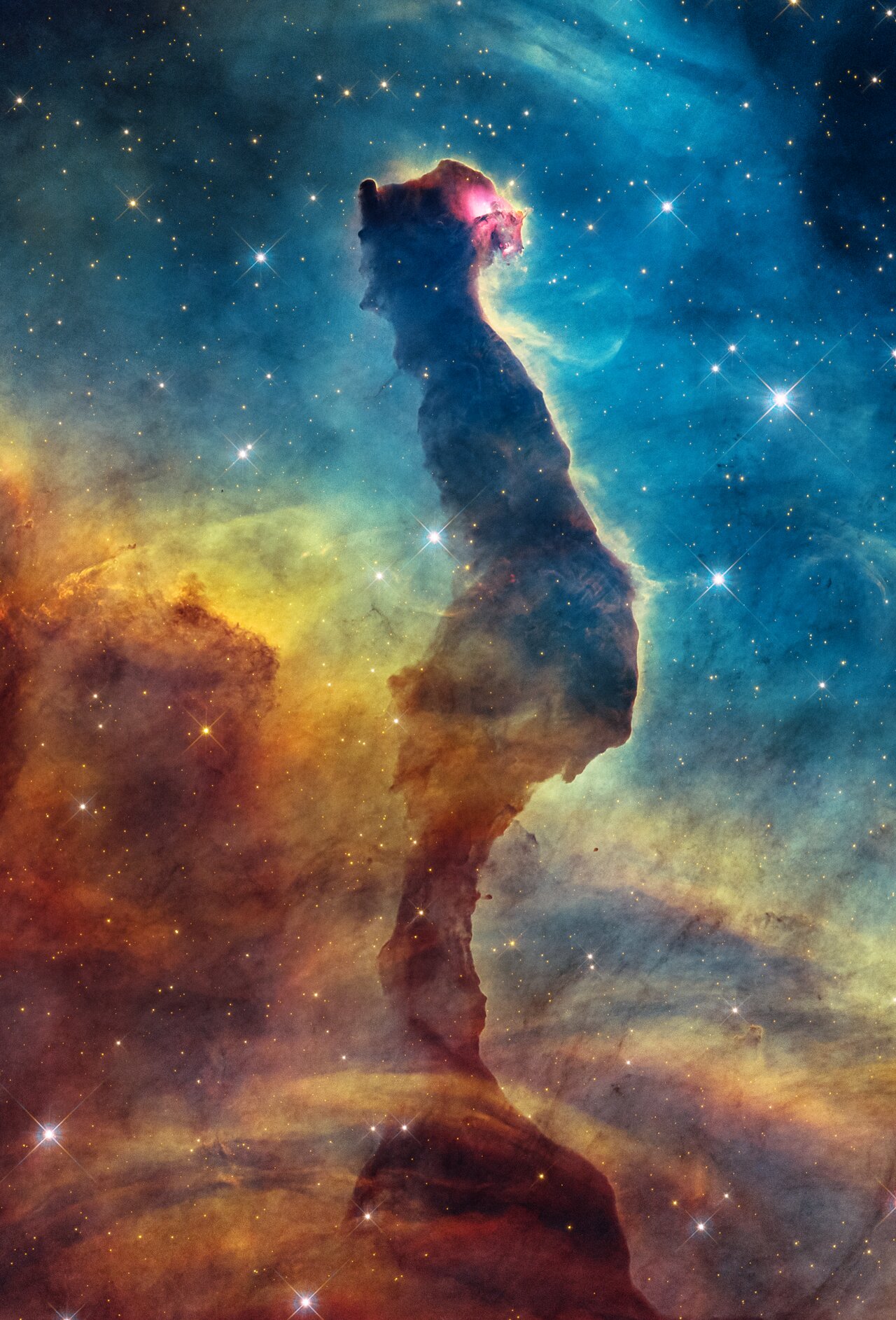 tete chat nebuleuse carene hubble Pilier de poussière en forme de tête de chat dans la nébuleuse de la Carène, photographié par Hubble en lumière visible